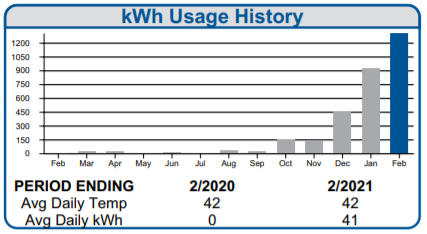 kWh usage history charge, Feb 2021