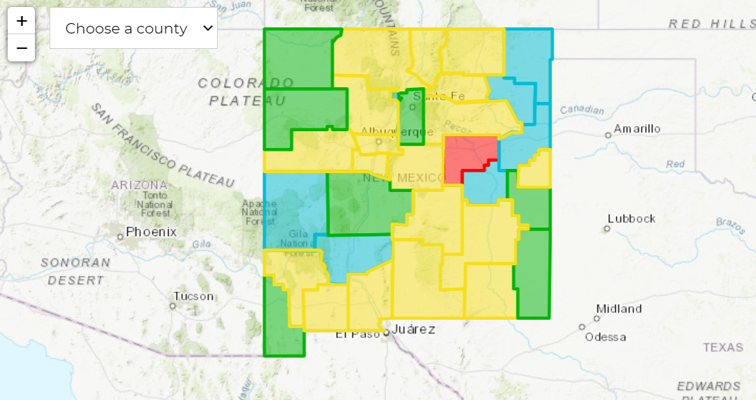 New Mexico Counties COVID Restrictions Map