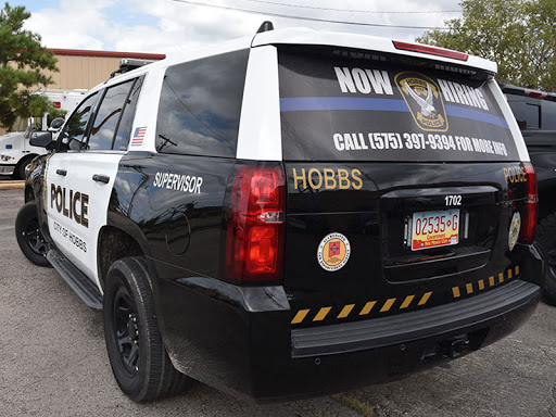 Back view of Hobbs Police SUV