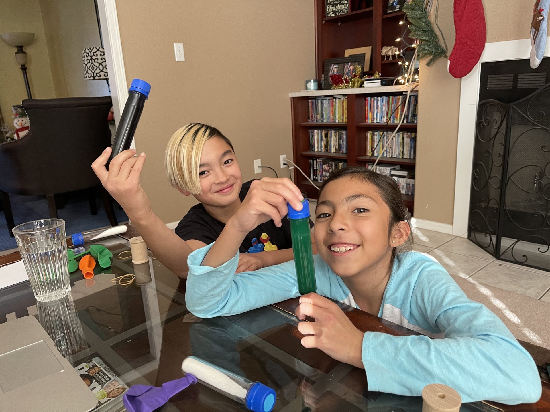 Girls doing science project