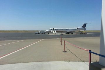 United Expess plane on airport runway