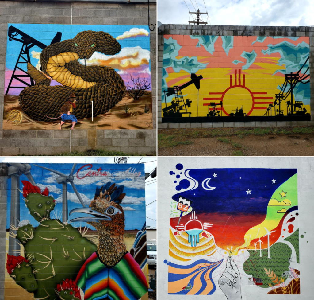 Four murals in Lovington NM Central Alley