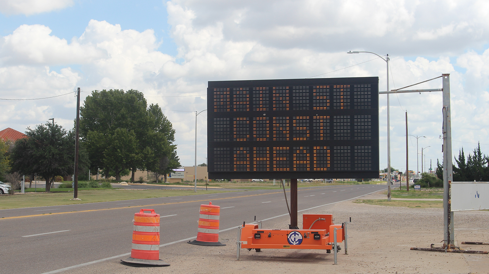 Main St Construction Ahead sign