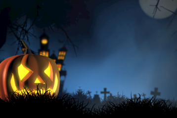 Halloween spooky pumpkin at night graphic