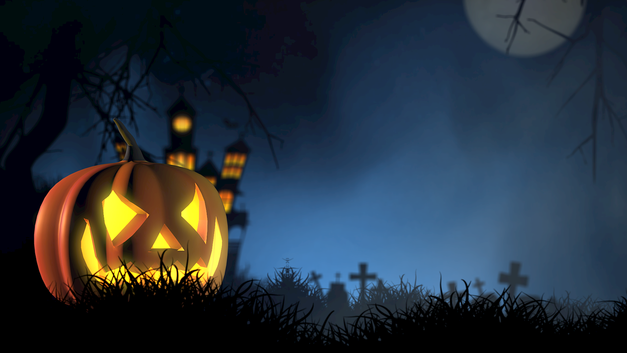 Halloween spooky pumpkin at night graphic