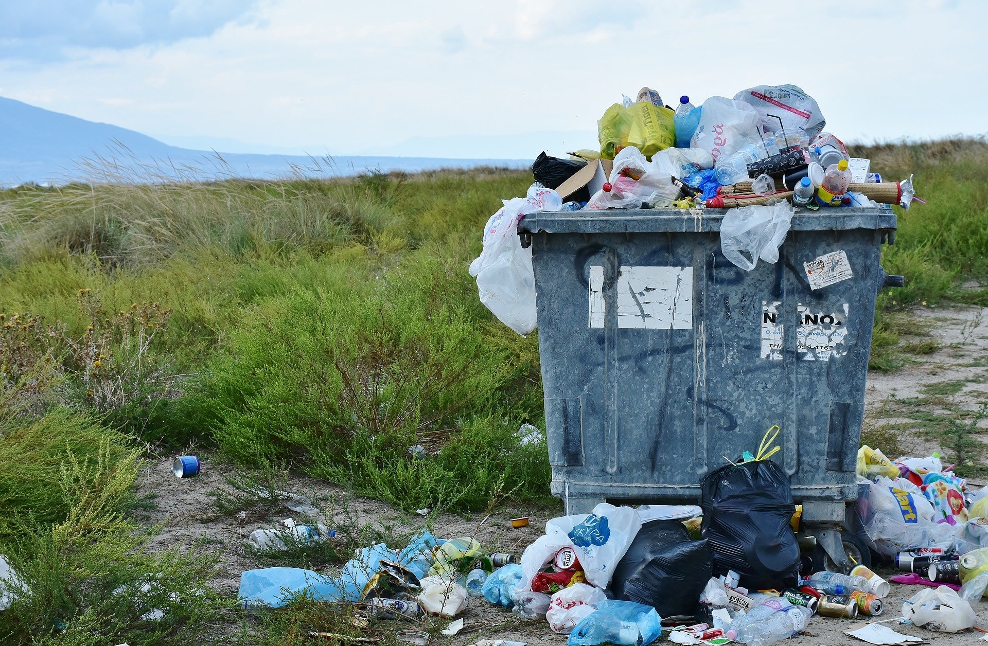 Garbage overflowing outside