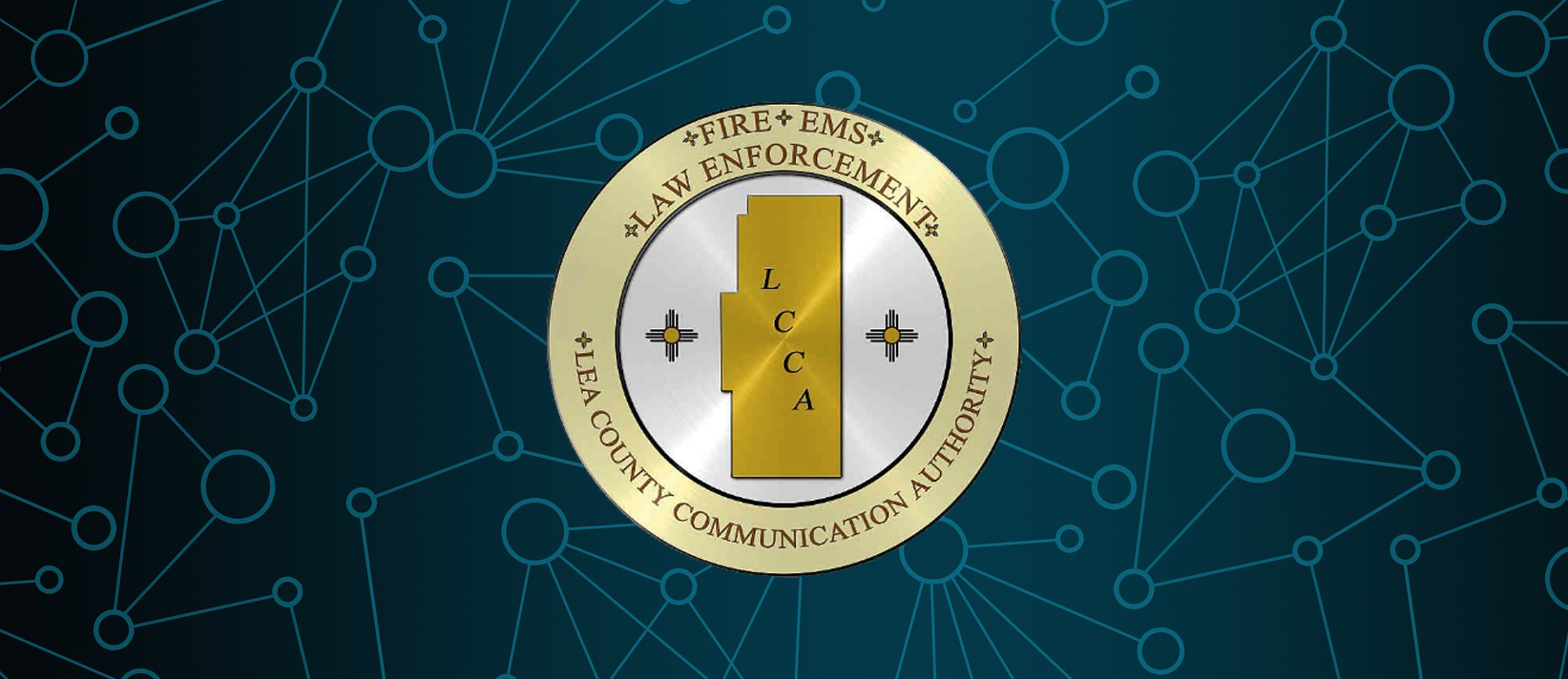 Lea County Communication Authority seal with network background