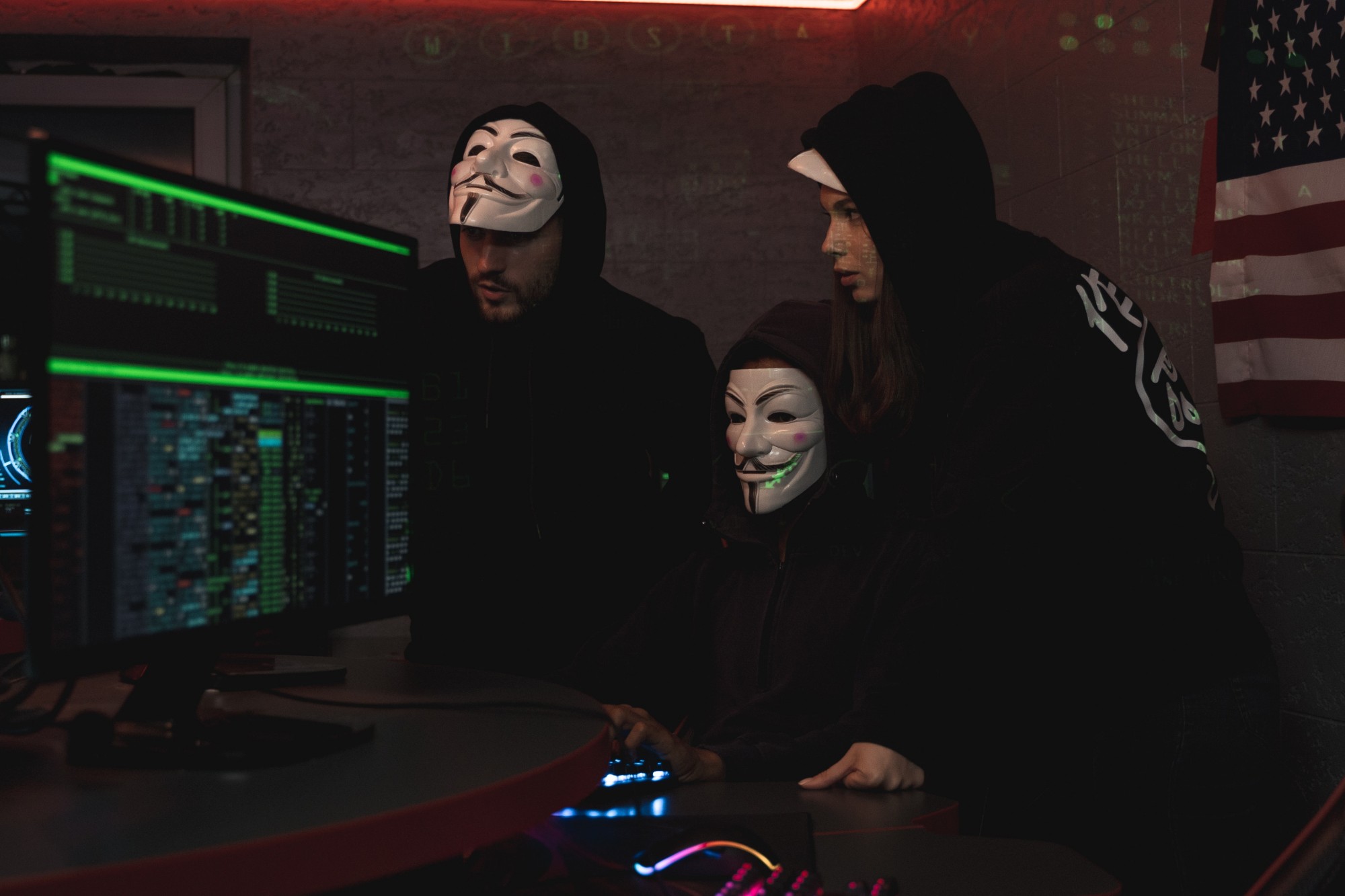 Hackers with Guy Fawkes masks