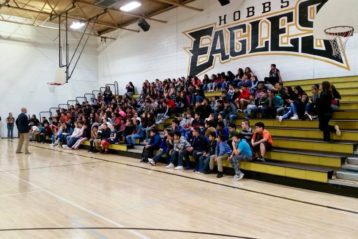 Heizer Middle School gym assembly