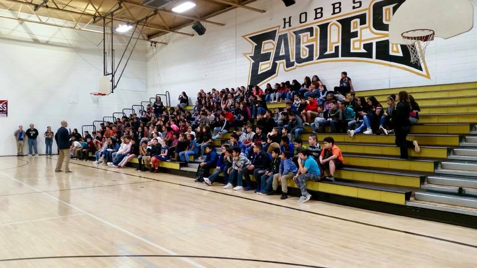 Heizer Middle School gym assembly