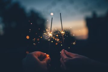 Firework sparklers at night