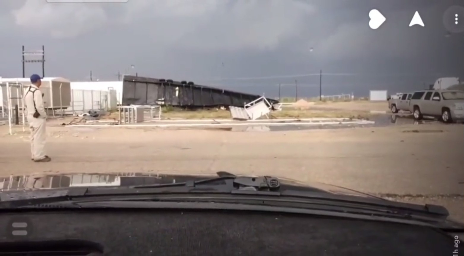 Trailer blown over by wind in Lovington, NM